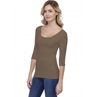 T-shirt col danseuse manches 3-4 en modal ROXANE04
