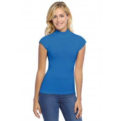 Tee-shirt col montant et petites manches capes en modal PENNY02