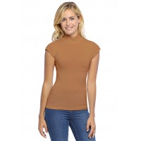 Tee-shirt col montant et petites manches capes en modal PENNY02