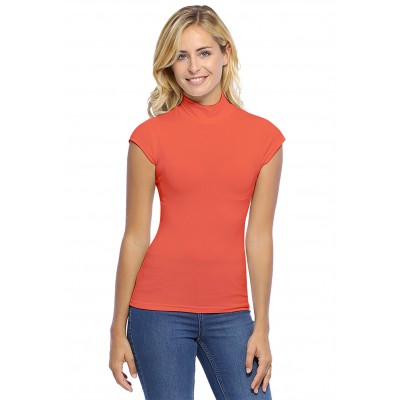Tee-shirt col montant et petites manches capes en modal PENNY02