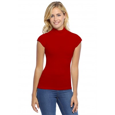 Tee-shirt col montant et petites manches capes en modal PENNY02