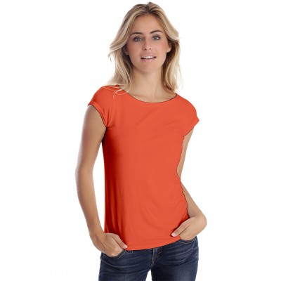 T-shirt col bateau manches courtes capes en modal DOMI02