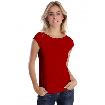 T-shirt col bateau manches courtes capes en modal DOMI02