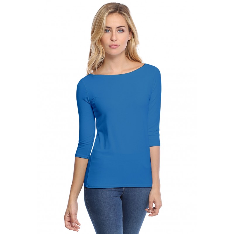 T-shirt col bateau manches 3-4 en modal DOMI04 T-shirt col bateau manches 3-4 en modal DOMI04