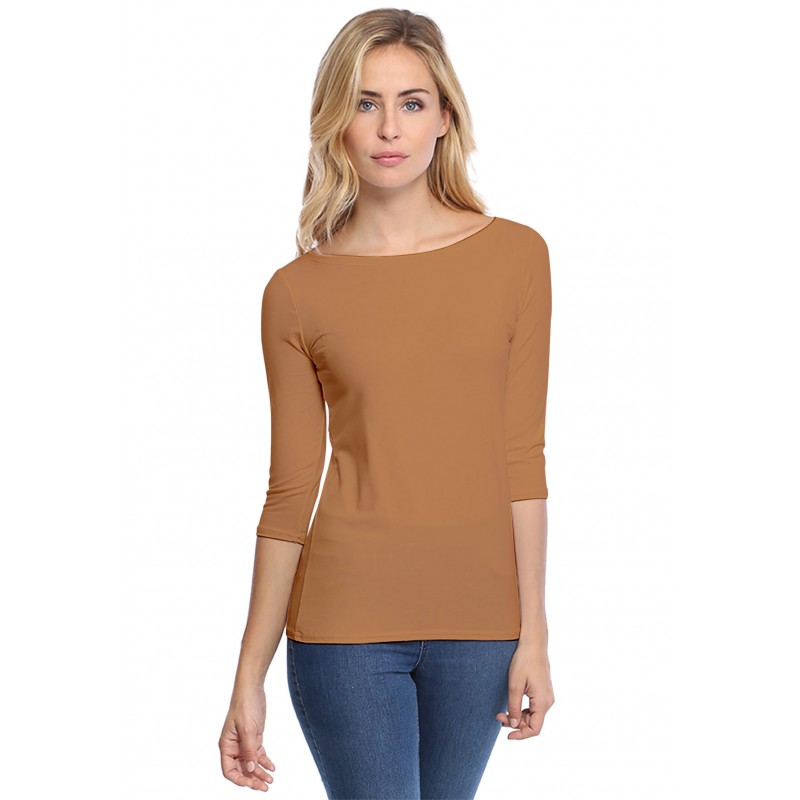T-shirt col bateau manches 3-4 en modal DOMI04 T-shirt col bateau manches 3-4 en modal DOMI04