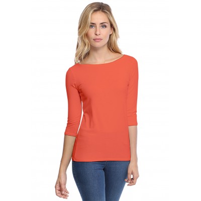 T-shirt col bateau manches 3-4 en modal DOMI04