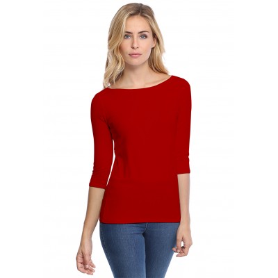 T-shirt col bateau manches 3-4 en modal DOMI04