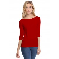 T-shirt col bateau manches 3-4 en modal DOMI04