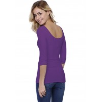 T-shirt col danseuse manches 3-4 en modal ROXANE04