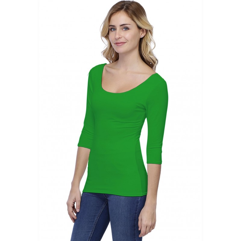T-shirt col danseuse manches 3-4 en modal ROXANE04 T-shirt col danseuse manches 3-4 en modal ROXANE04