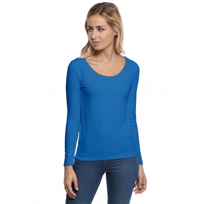 T-shirt col rond bande rapportée manches longues en modal JOE05 T-shirt col rond bande rapportée manches longues en modal JOE05