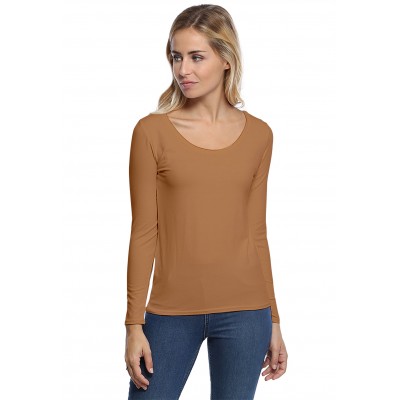 T-shirt col rond bande rapportée manches longues en modal JOE05