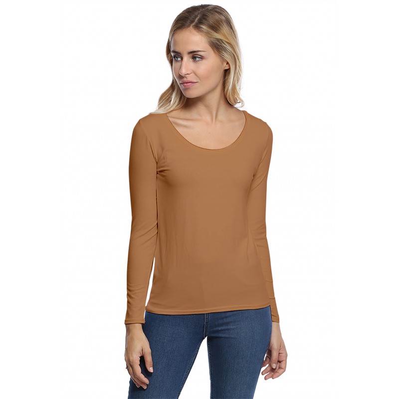 T-shirt col rond bande rapportée manches longues en modal JOE05 T-shirt col rond bande rapportée manches longues en modal JOE05