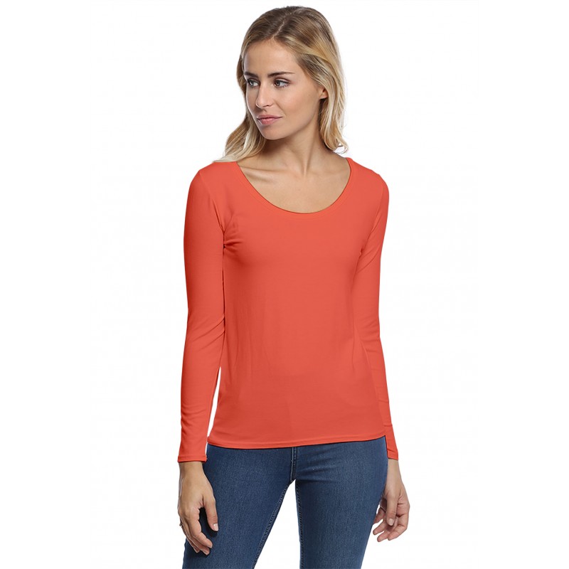 T-shirt col rond bande rapportée manches longues en modal JOE05 T-shirt col rond bande rapportée manches longues en modal JOE05