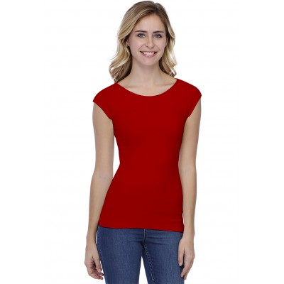 T-shirt col bateau doublé devant manches courtes en modal DORIS02