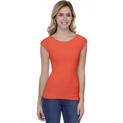 T-shirt col bateau doublé devant manches courtes en modal DORIS02