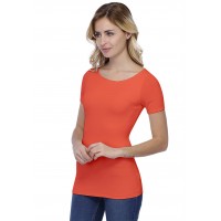 T-shirt col bateau doublé devant manches courtes en modal DORIS03