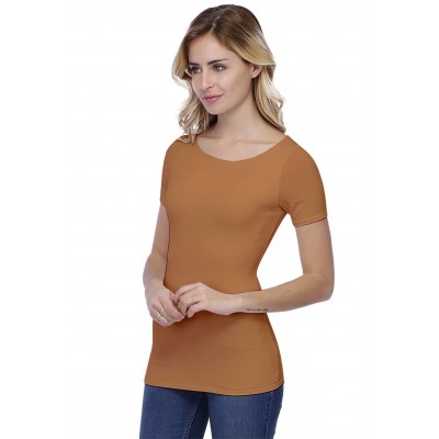 T-shirt col bateau doublé devant manches courtes en modal DORIS03