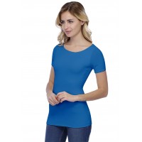 T-shirt col bateau doublé devant manches courtes en modal DORIS03