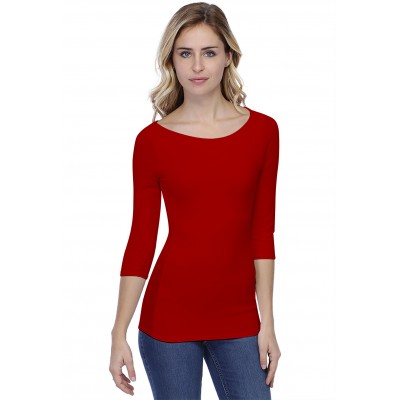 T-shirt col bateau doublé devant manches 3-4 en modal DORIS04