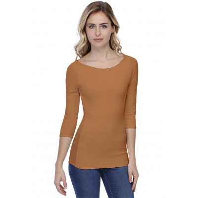 T-shirt col bateau doublé devant manches 3-4 en modal DORIS04