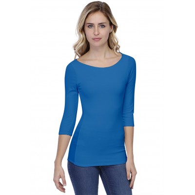 T-shirt col bateau doublé devant manches 3-4 en modal DORIS04