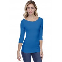 T-shirt col bateau doublé devant manches 3-4 en modal DORIS04