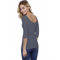 T-shirt col danseuse manches 3-4 en modal ROXANE04