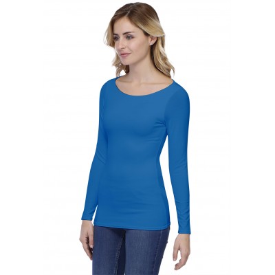 T-shirt col bateau doublé devant manches longues en modal DORIS05