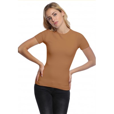 T-shirt ras du cou doublé devant manches courtes en modal KATIA03