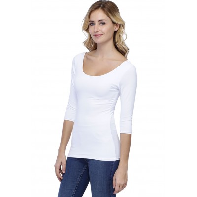 T-shirt col danseuse manches 3-4 en modal ROXANE04