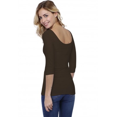 T-shirt col danseuse manches 3-4 en modal ROXANE04