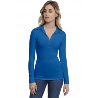 T-shirt col polo manches longues en modal GLORIA05