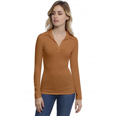 T-shirt col polo manches longues en modal GLORIA05