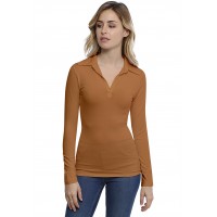 T-shirt col polo manches longues en modal GLORIA05