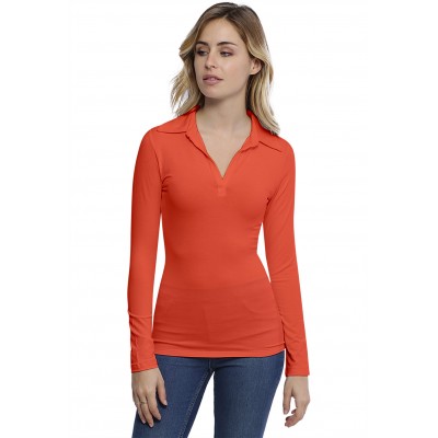 T-shirt col polo manches longues en modal GLORIA05