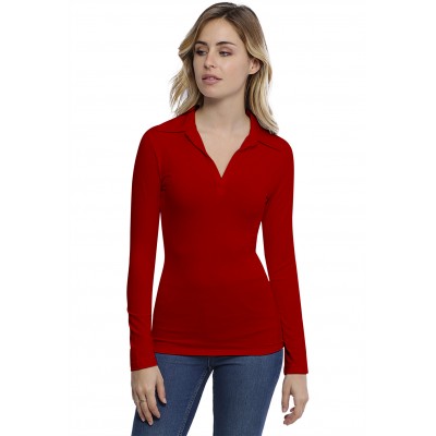 T-shirt col polo manches longues en modal GLORIA05