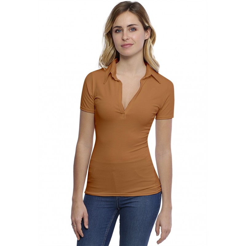 T-shirt col polo manches courtes en modal GLORIA03 T-shirt col polo manches courtes en modal GLORIA03