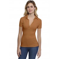 T-shirt col polo manches courtes en modal GLORIA03