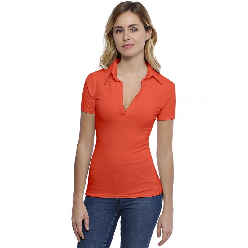 T-shirt col polo manches courtes en modal GLORIA03 T-shirt col polo manches courtes en modal GLORIA03