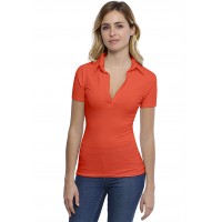 T-shirt col polo manches courtes en modal GLORIA03