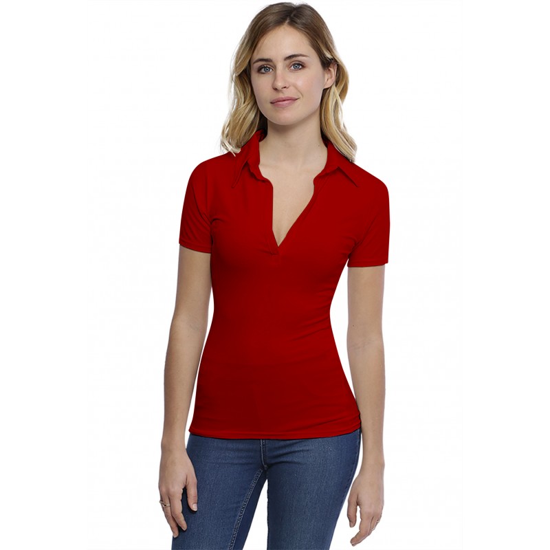 T-shirt col polo manches courtes en modal GLORIA03 T-shirt col polo manches courtes en modal GLORIA03