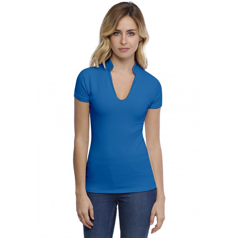 T-shirt col officier manches courtes en modal LOU02 T-shirt col officier manches courtes en modal LOU02