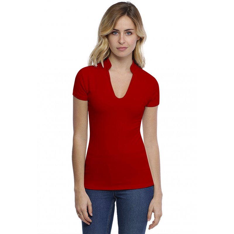 T-shirt col officier manches courtes en modal LOU02 T-shirt col officier manches courtes en modal LOU02