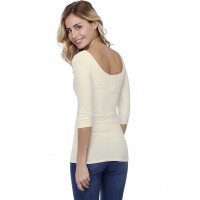T-shirt col danseuse manches 3-4 en modal ROXANE04