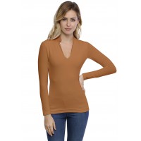 T-shirt col officier manches longues en modal LOU05