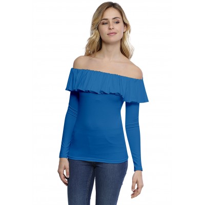 T-shirt avec volants et épaules nues en modal DIAZ05