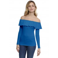 T-shirt avec volants et épaules nues en modal DIAZ05