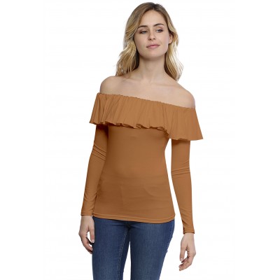 T-shirt avec volants et épaules nues en modal DIAZ05