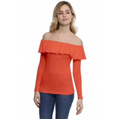 T-shirt avec volants et épaules nues en modal DIAZ05